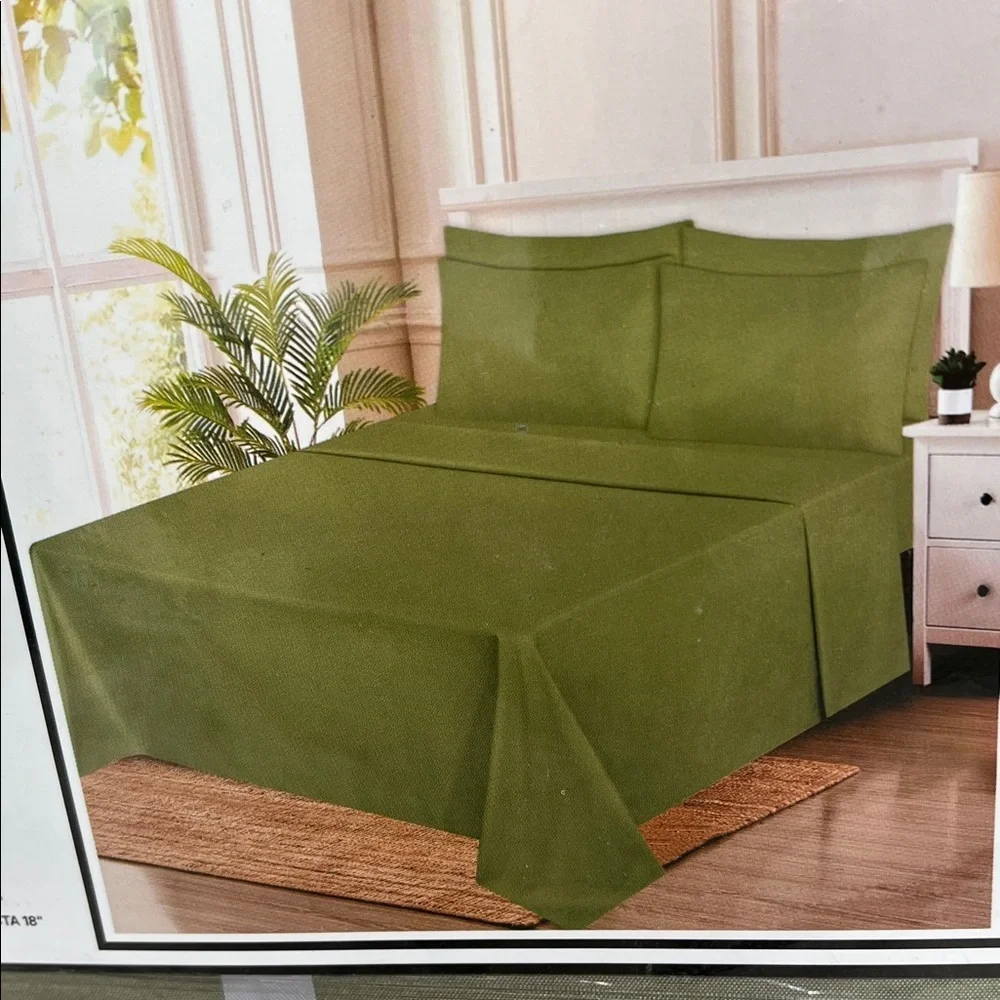 Olive Green 6-Piece Bedsheet Set